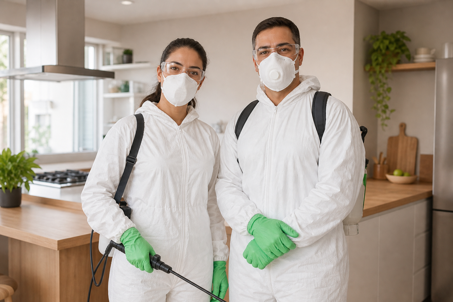 Profissionais equipados para atendimento técnico em ambiente residencial